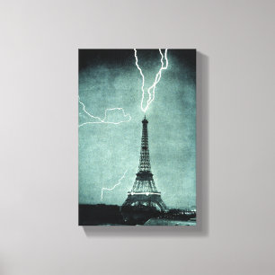 Kanvastrycket Eiffel Torn Lightning Strejka Canvastryck