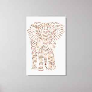 Kanvastrycket Elephant i Ord Canvastryck