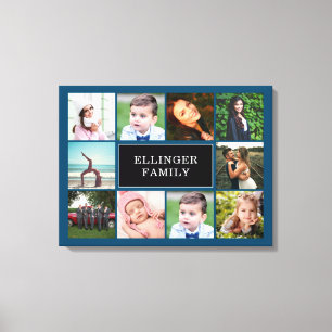 Kanvastrycket Family Photo Collage Teal Blue Anpas Canvastryck