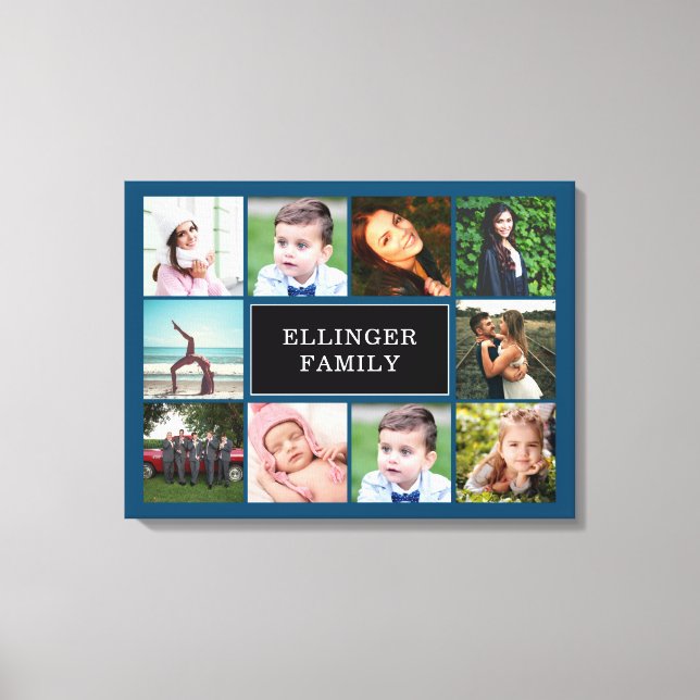 Kanvastrycket Family Photo Collage Teal Blue Anpas Canvastryck (Framsida)