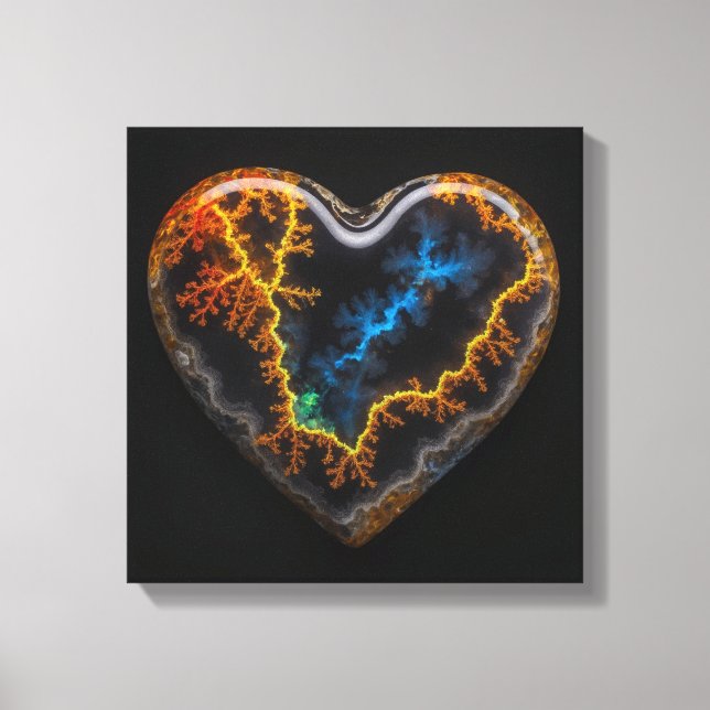 Kanvastrycket Fantasy Plume Agate Heart Canvastryck (Framsida)