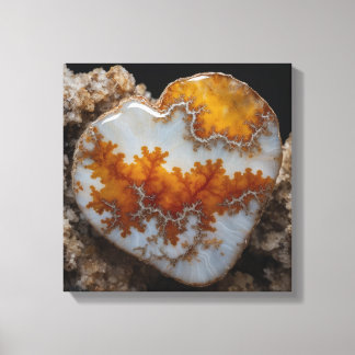 Kanvastrycket Fantasy Plume Agate Heart Canvastryck