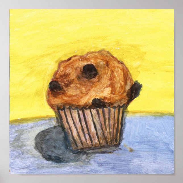 Kanvastrycket Färgat Chocolate Chip Muffin Poster (Framsidan)