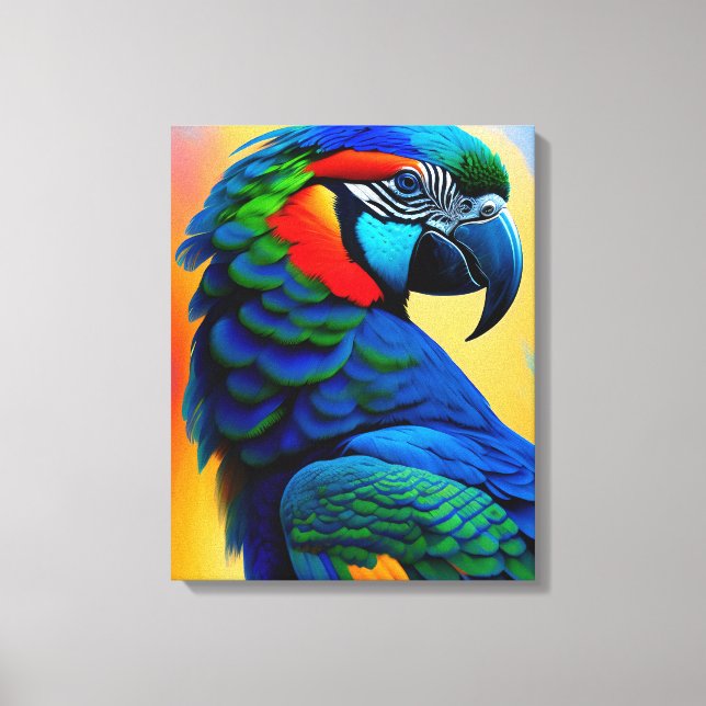 Kanvastrycket Färgfläckmålning för Macaw Parrot Bi Canvastryck (Framsida)
