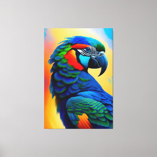Kanvastrycket Färgfläckmålning för Macaw Parrot Bi Canvastryck