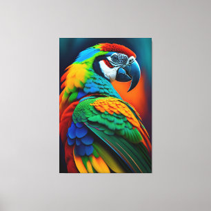 Kanvastrycket Färgfläckmålning för Macaw Parrot Bi Canvastryck