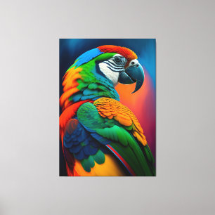 Kanvastrycket Färgfläckmålning för Macaw Parrot Bi Canvastryck