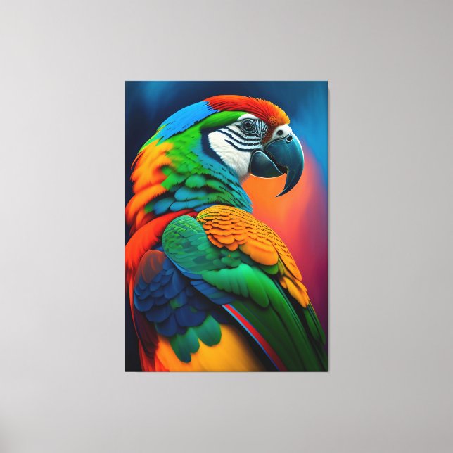 Kanvastrycket Färgfläckmålning för Macaw Parrot Bi Canvastryck (Framsida)