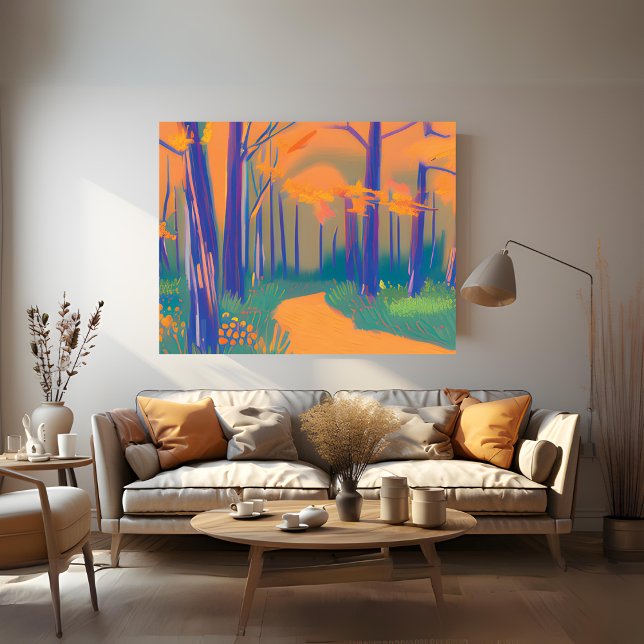 Kanvastrycket Färgmättad natur Canvastryck (Colorful Forest Stretched Canvas Print)