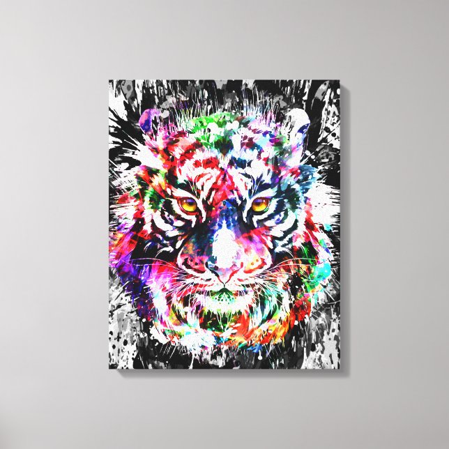 Kanvastrycket Färgnyger | Big Tiger Art-utskrift Canvastryck (Framsida)