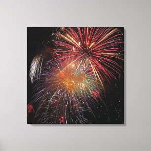 Kanvastrycket Fireworks-miniatyrdiagram i nyår Canvastryck