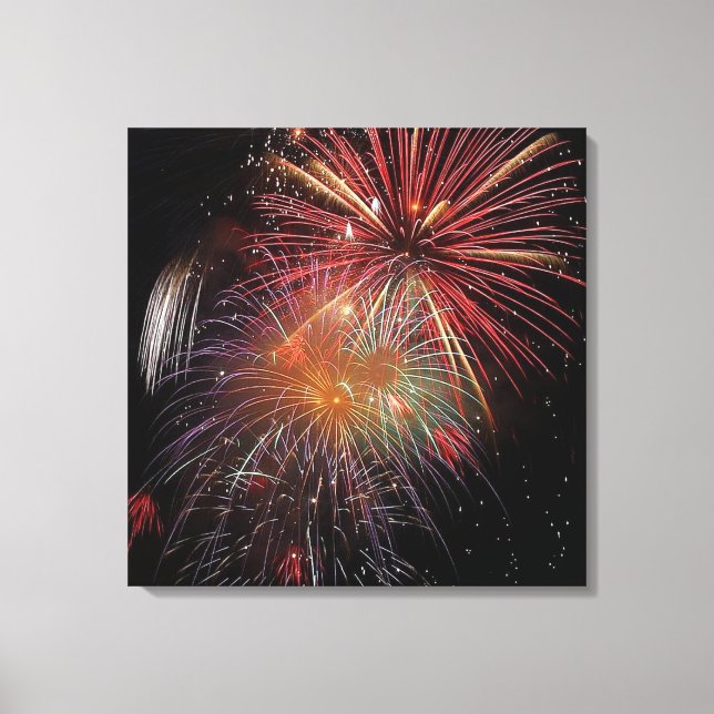 Kanvastrycket Fireworks-miniatyrdiagram i nyår Canvastryck (Framsida)