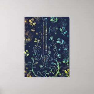 Kanvastrycket Flowers Guitar Art - Målning Canvastryck