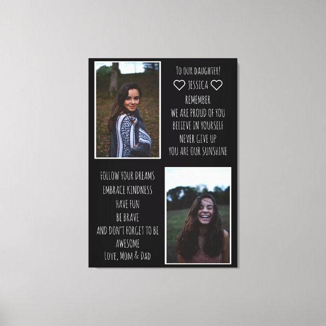 Kanvastrycket Fotokollage för vårt dottermeddeland Canvastryck (Framsida)