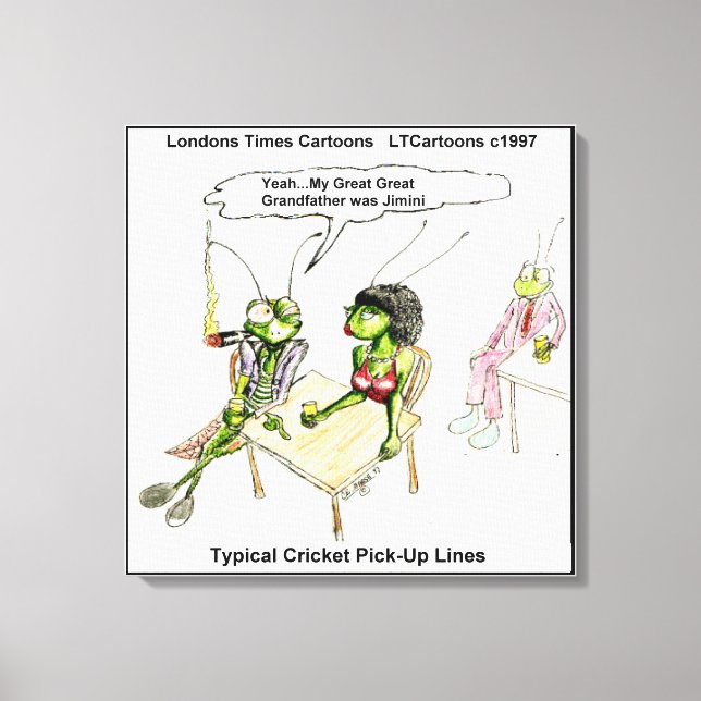 Kanvastrycket Funny Cricket Plocka-Up Linjer Canvastryck (Framsida)