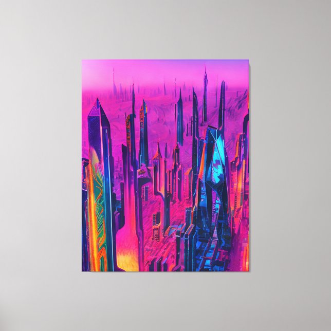 Kanvastrycket futuristiska City Canvastryck (Framsida)