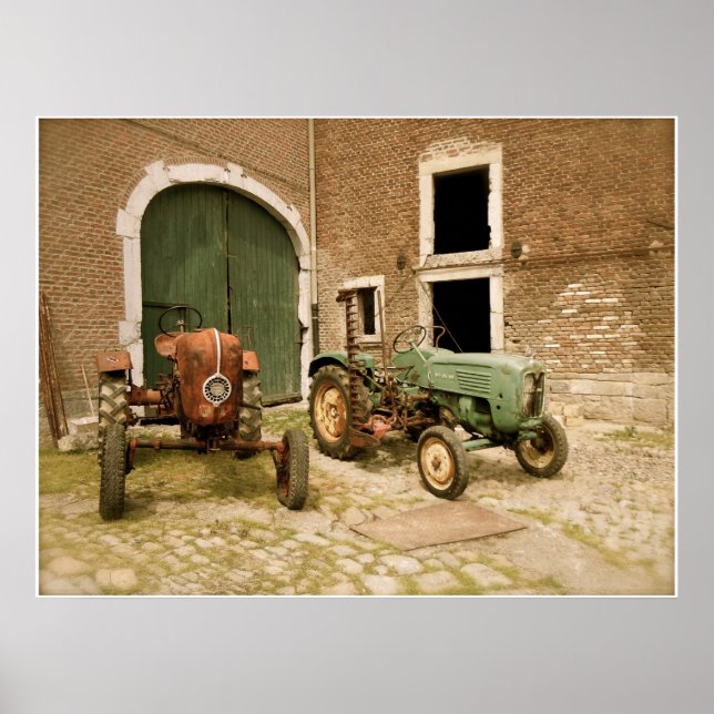 Kanvastrycket Gamla traktorer Poster (Framsidan)