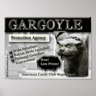 Kanvastrycket Gargoyle Protection Agency Poster