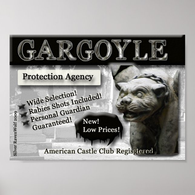 Kanvastrycket Gargoyle Protection Agency Poster (Framsidan)