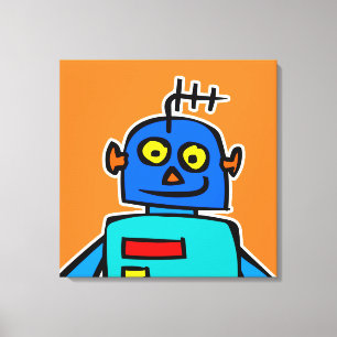 Kanvastrycket Giant Blue Tecknad Robot Canvastryck