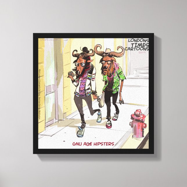 Kanvastrycket Gnu Age Hipsters Funny Rick London Canvastryck (Framsida)