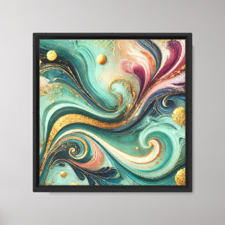 Kanvastrycket Golden Flow Abstrakt - Modern Wall A Canvastryck