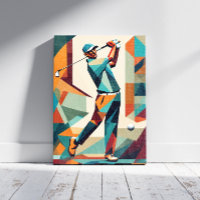Kanvastrycket Golf Player Cubism