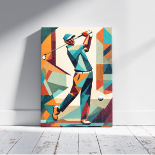 Kanvastrycket Golf Player Cubism Canvastryck