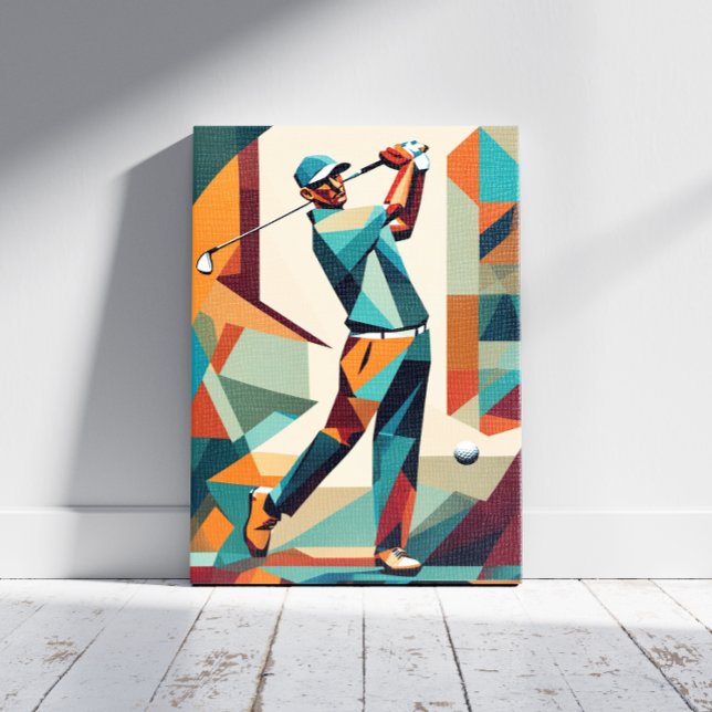 Kanvastrycket Golf Player Cubism Canvastryck (Skapare uppladdad)