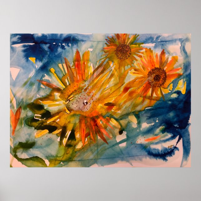 kanvastrycket gråta solblommor poster (Framsidan)