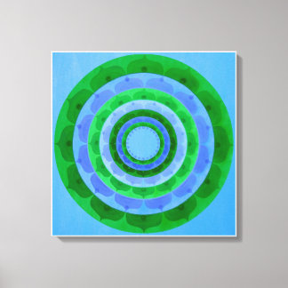 Kanvastrycket grönt blue Mandala Canvastryck