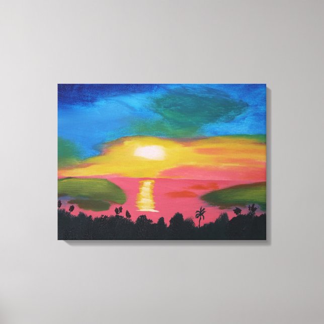 Kanvastrycket Hawaiian Sunset Acrylic Painting Canvastryck (Framsida)
