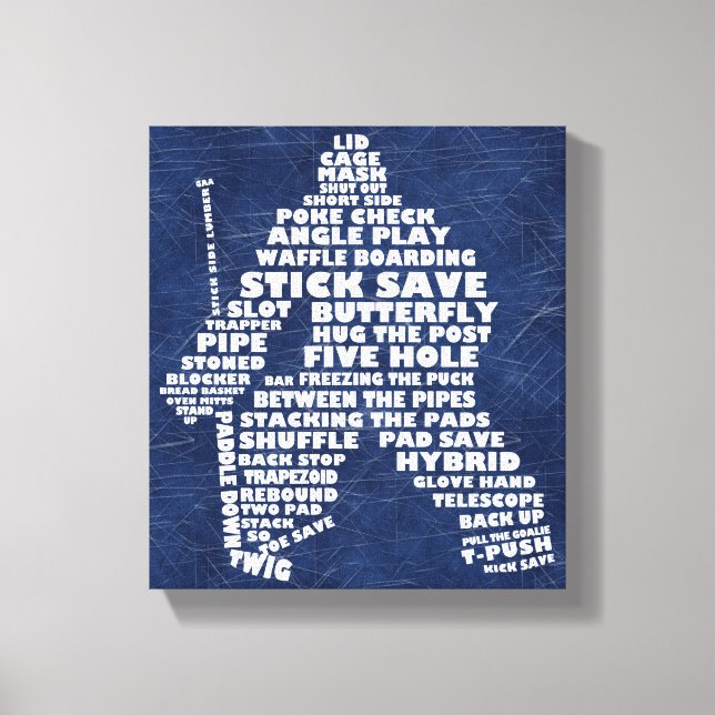 Kanvastrycket Hockey Goalie Text Art Canvastryck (Framsida)