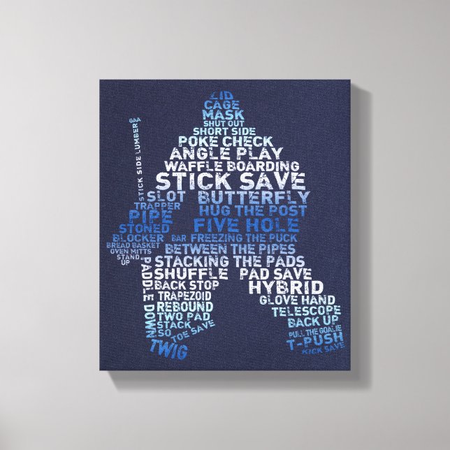 Kanvastrycket Hockey Goalie Typography Canvastryck (Framsida)