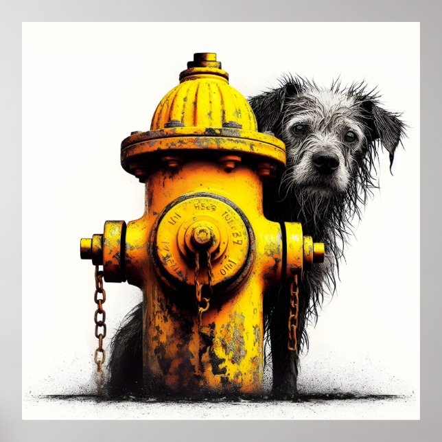 Kanvastrycket hund Modesty Faux Poster (Framsidan)