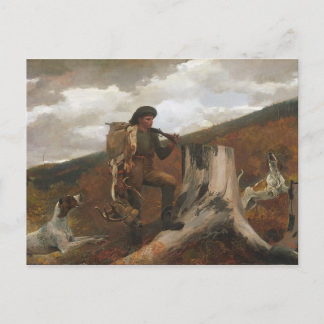 Kanvastrycket Huntsmen och Hundar Vykort (Framsida)