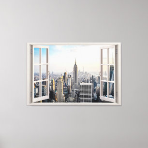 Kanvastrycket i New York City Window View Canvastryck