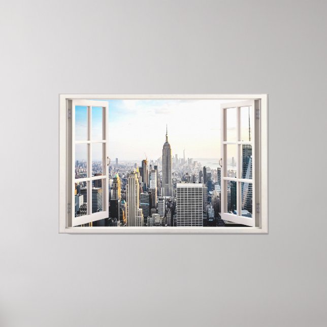 Kanvastrycket i New York City Window View Canvastryck (Framsida)