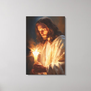 Kanvastrycket Jesus Holding Candle Canvastryck