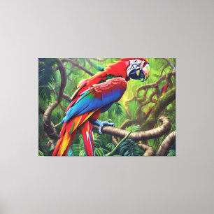 Kanvastrycket Jungle Parrot Canvastryck