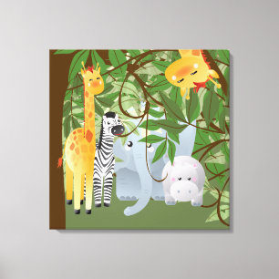 Kanvastrycket Jungle Safari Animals Kids Room Canvastryck