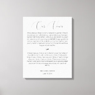 Kanvastrycket Kalligrafi i skript Bröllop Vows Canvastryck