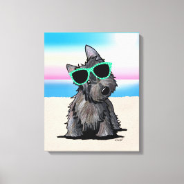 Kanvastrycket KiniArt Ash Cairn Terrier Hund Beach Canvastryck