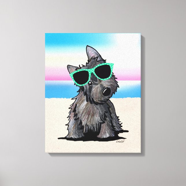 Kanvastrycket KiniArt Ash Cairn Terrier Hund Beach Canvastryck (Framsida)