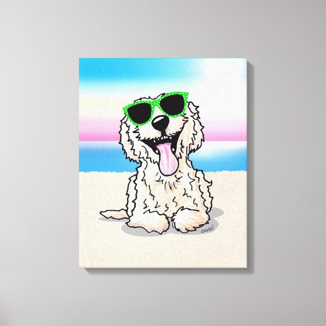 Kanvastrycket KiniArt Goldendoodle Hund Beach Canvastryck (Framsida)