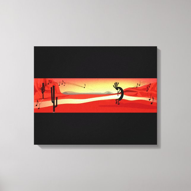 Kanvastrycket Kokopelli Sunset Desert Ligcape Canvastryck (Framsida)