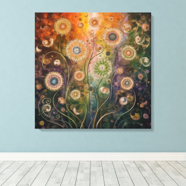 Kanvastrycket Kosmiska Blommigtar Canvastryck (Insitu (trägolv))