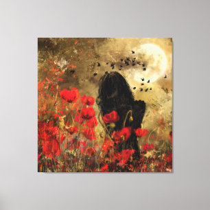 Kanvastrycket Kvinnor i poppies Canvastryck