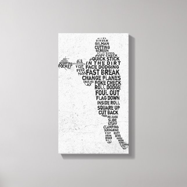 Kanvastrycket Lacrosse Player Typography Art Canvastryck (Framsida)