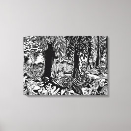 Kanvastrycket Landcape Art Prages B & W Forest Art Canvastryck
